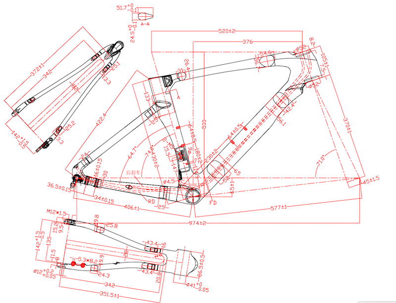 Disc brake road bike frame set